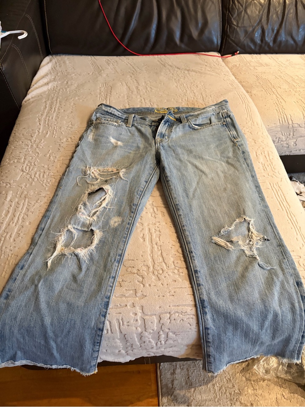 Miss Me Light Blue Distressed Straight-Leg Jeans